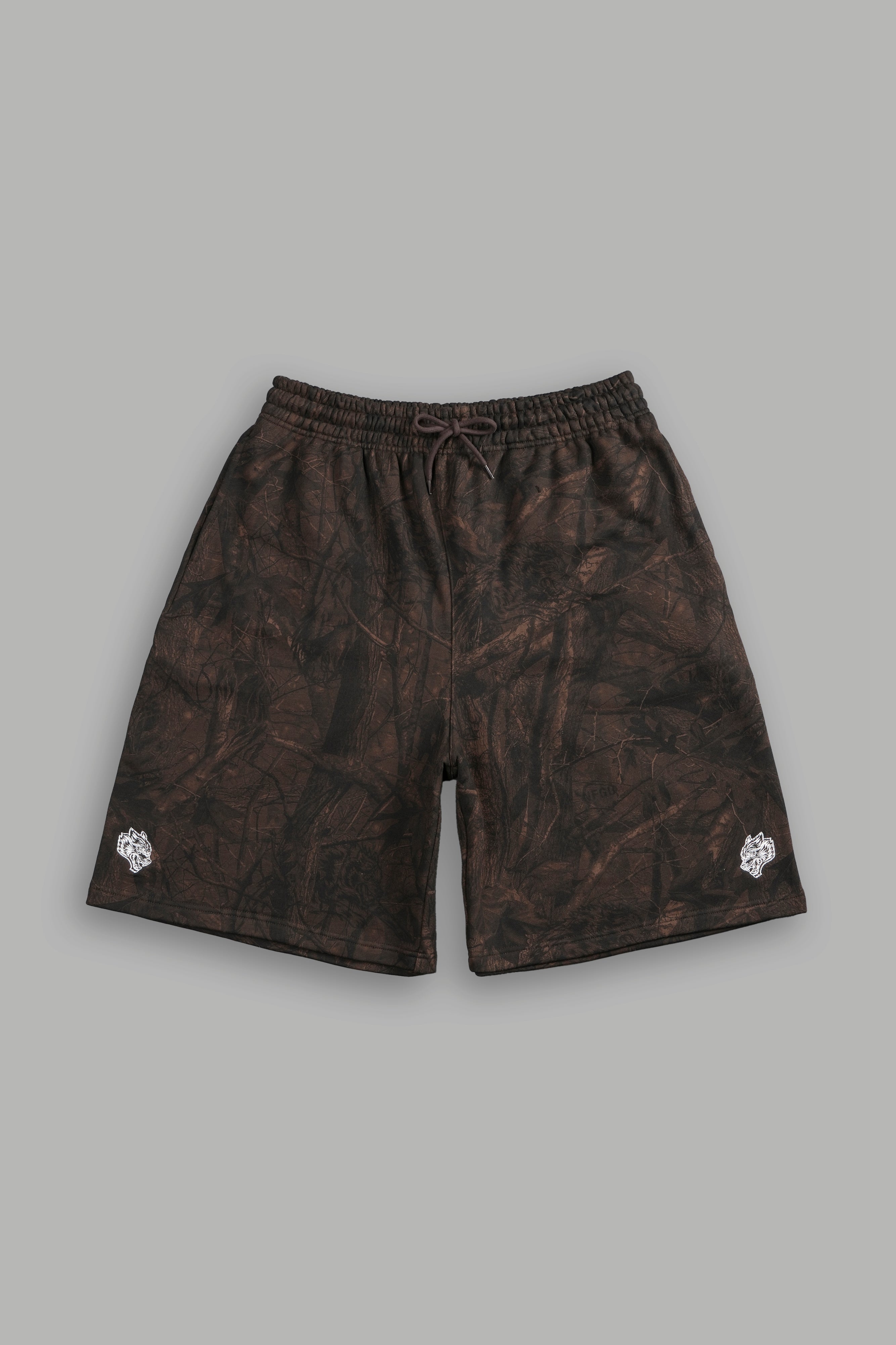 Dual Oversized Osiris Sweat Shorts in Brown Driftwood Forest Camo — imagem 1
