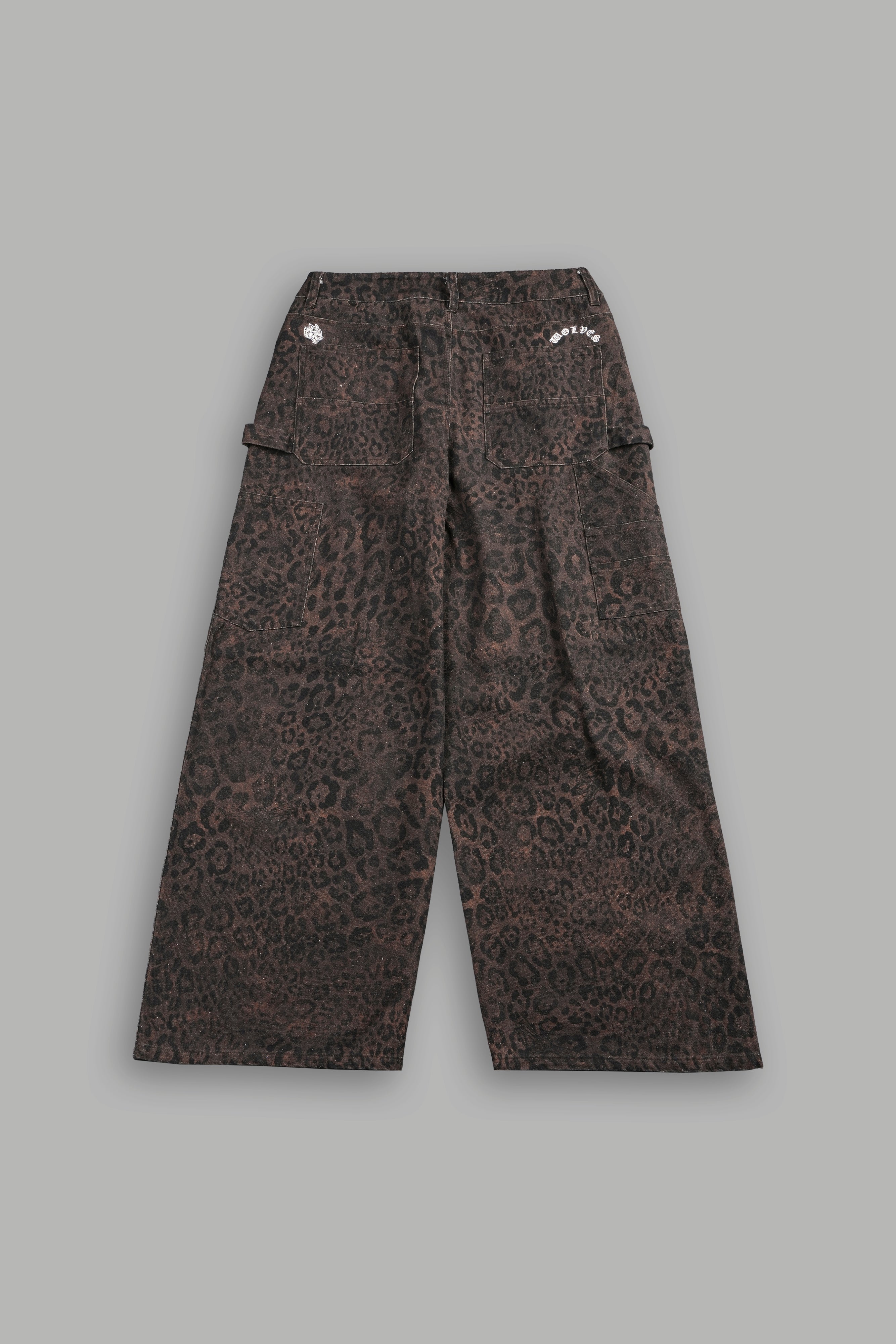 Wolves Chopper Wide Leg Carpenter Pant in Darc Brown Leopard