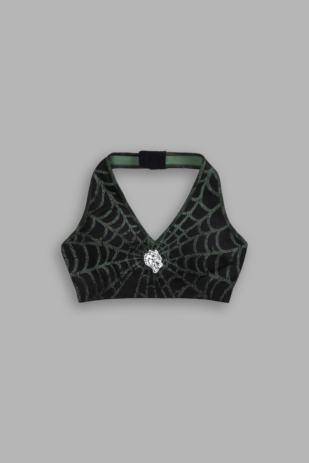 Single Wolf "Everson Seamless" Halter Bra in Black/Green Symbiote Web — imagem 5