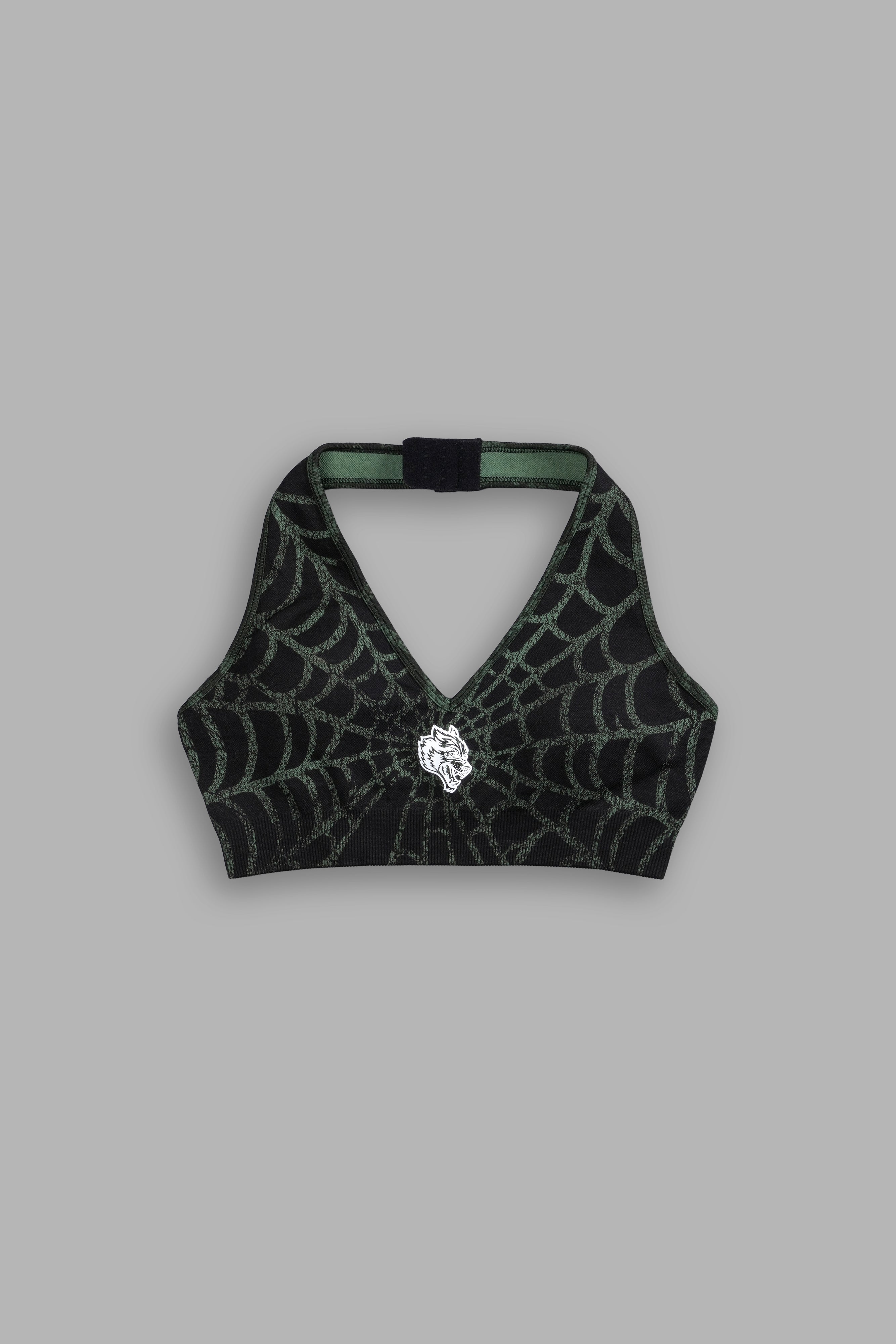 Single Wolf "Everson Seamless" Halter Bra in Black/Green Symbiote Web — imagem 5