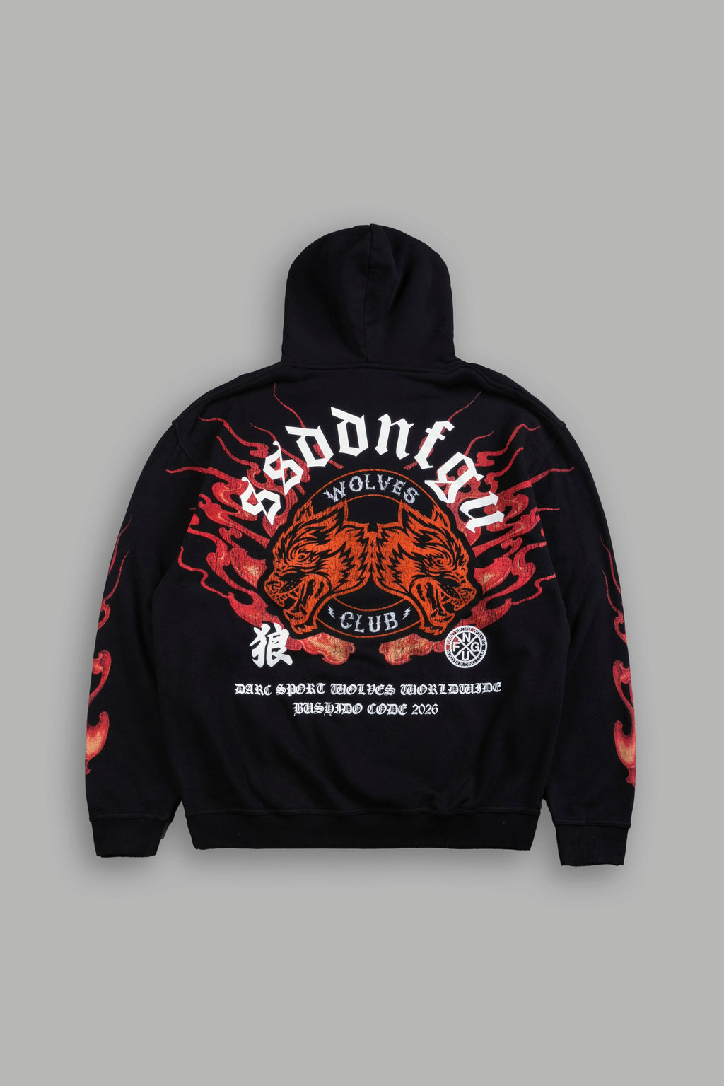 Wolves Club Oni Inferno Pierce Hoodie in Black — imagem 3