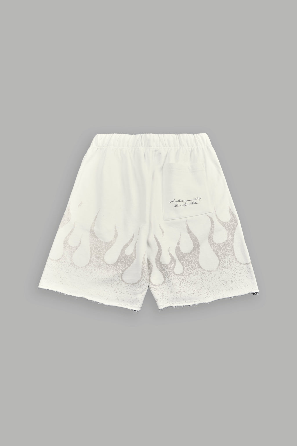 Wolves Club Cherub Inferno Grunge Oversized Raw Hem Post Lounge Sweat Shorts in Cream