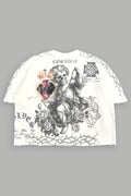Angelito Muerto Premium Raw Hem Box Cut Tee In Cream