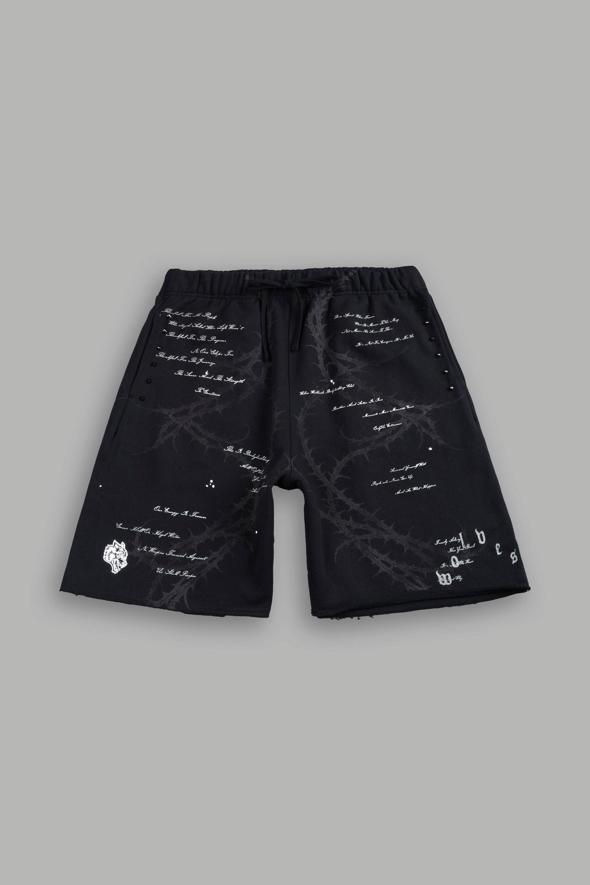 Thorns Frvr Grunge Oversized Raw Hem Post Lounge Sweat Shorts In Black - imagem 1