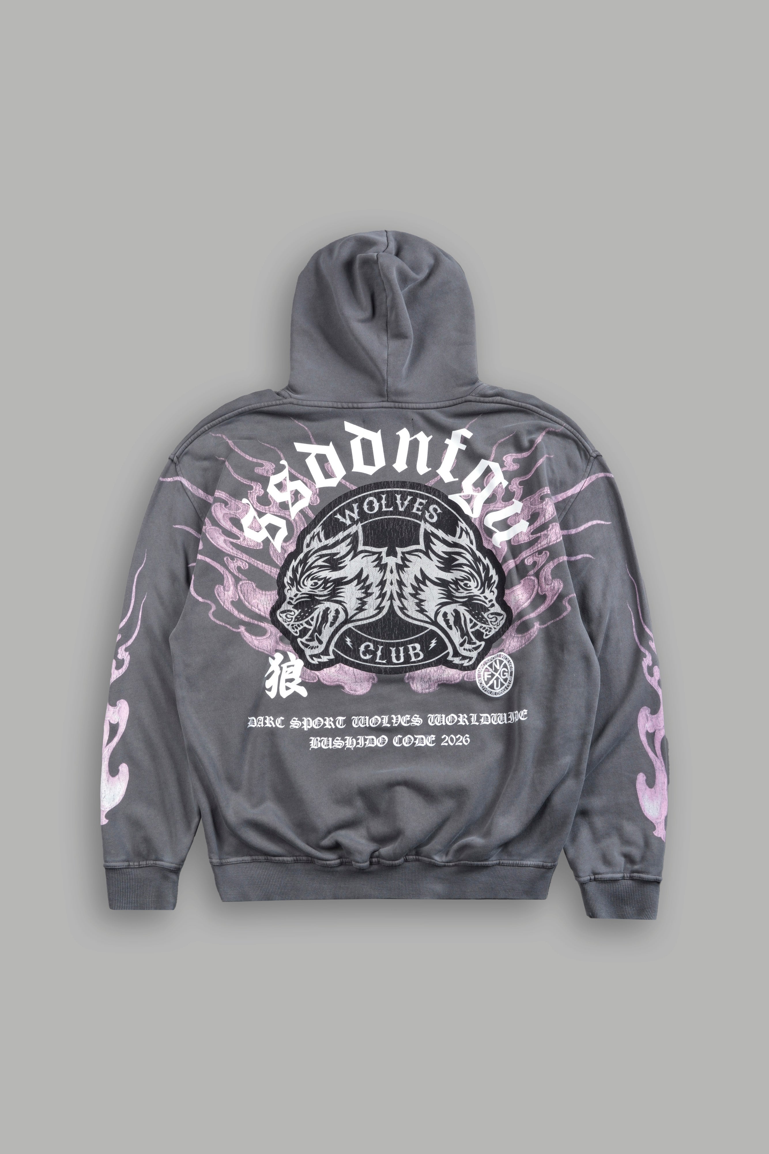 Wolves Club Oni Inferno Bishop Hoodie in Slate Gray — imagem 3