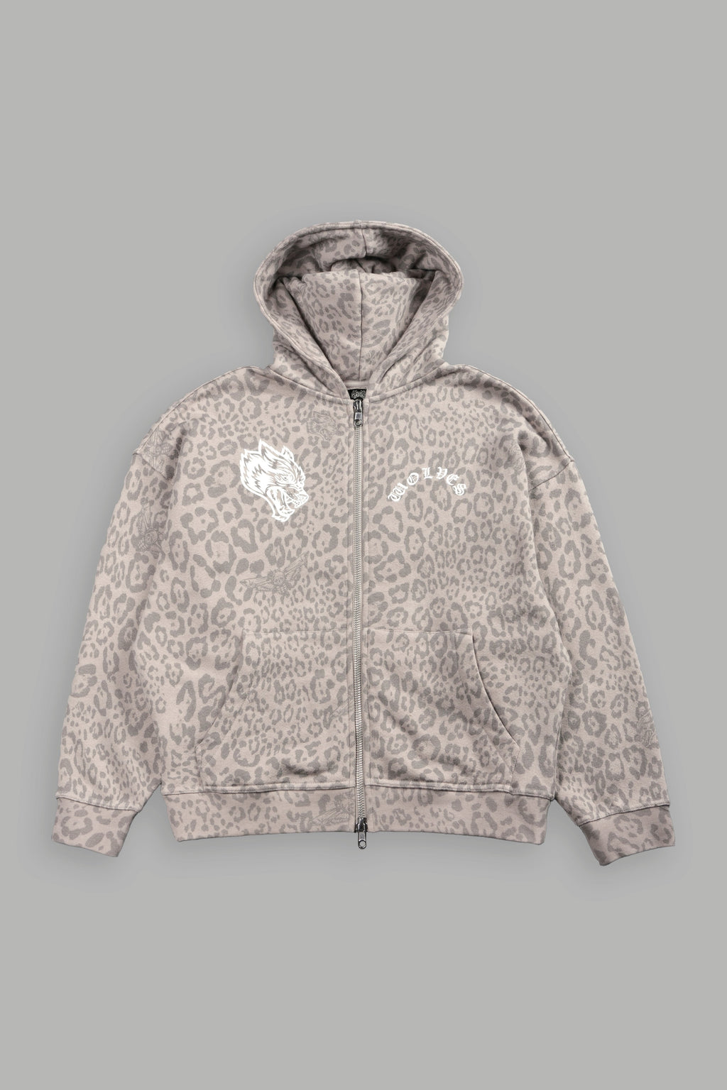 Wolves Chopper Anya Premium Double Zip Hoodie in Clay Leopard