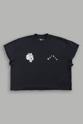 Wolf Pyramid Raw Hem Box Cut Cap Sleeve London Crewneck In Black - imagem 1
