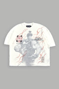 Transcendent Premium Raw Hem Box Cut Tee in Cream - imagem 1