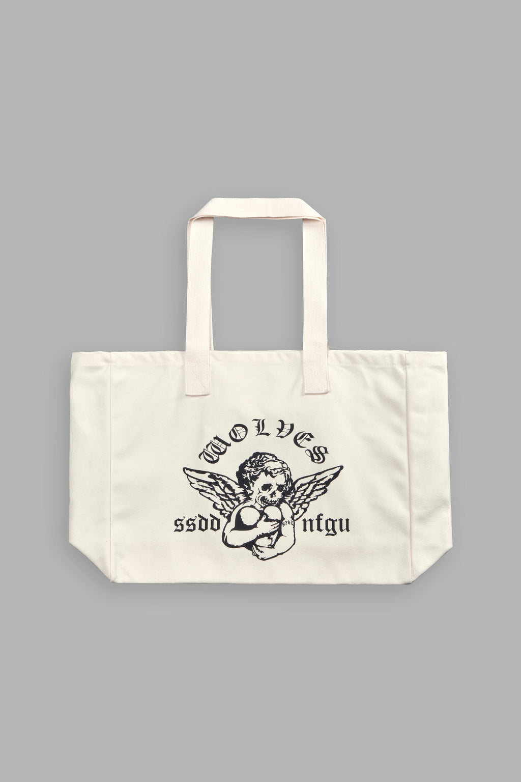 Shielded Heart Canvas Tote Bag in Cream — imagem 1