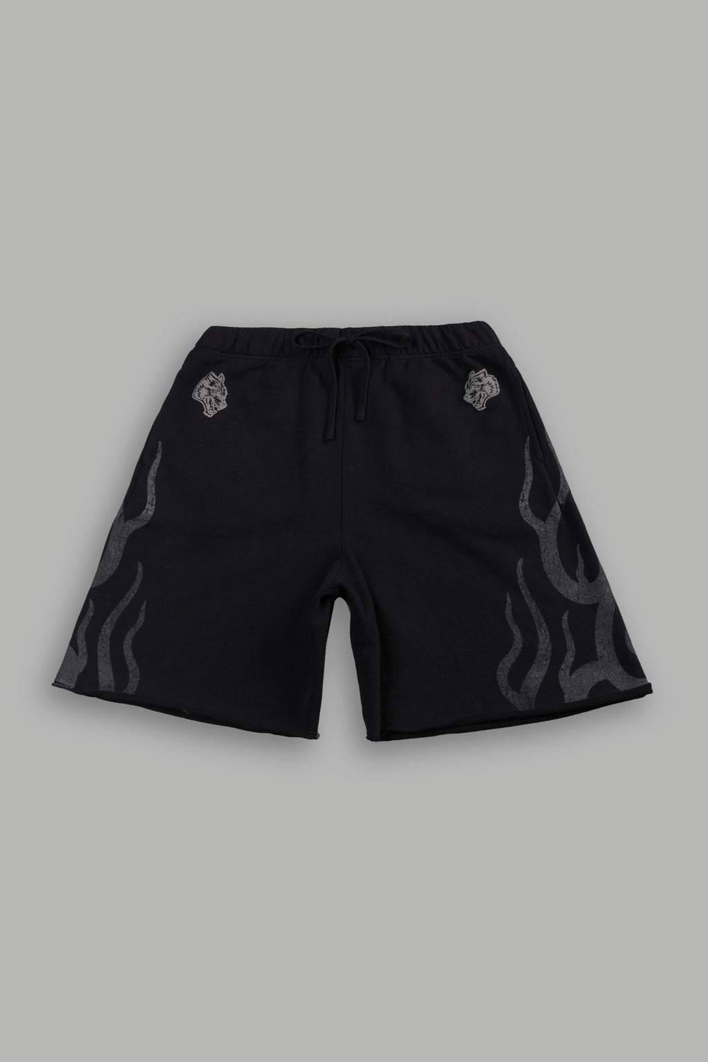 Fight Or Flight Grunge Oversized Raw Hem Post Lounge Sweat Shorts in Black — imagem 1