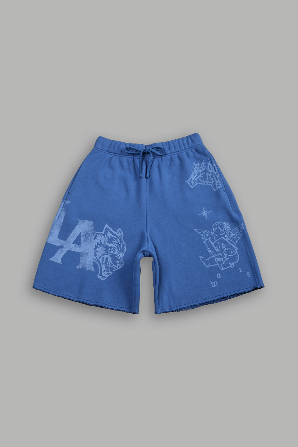 Homage To La Raw Hem Oversized Post Lounge Sweat Shorts in La Blue — imagem 1
