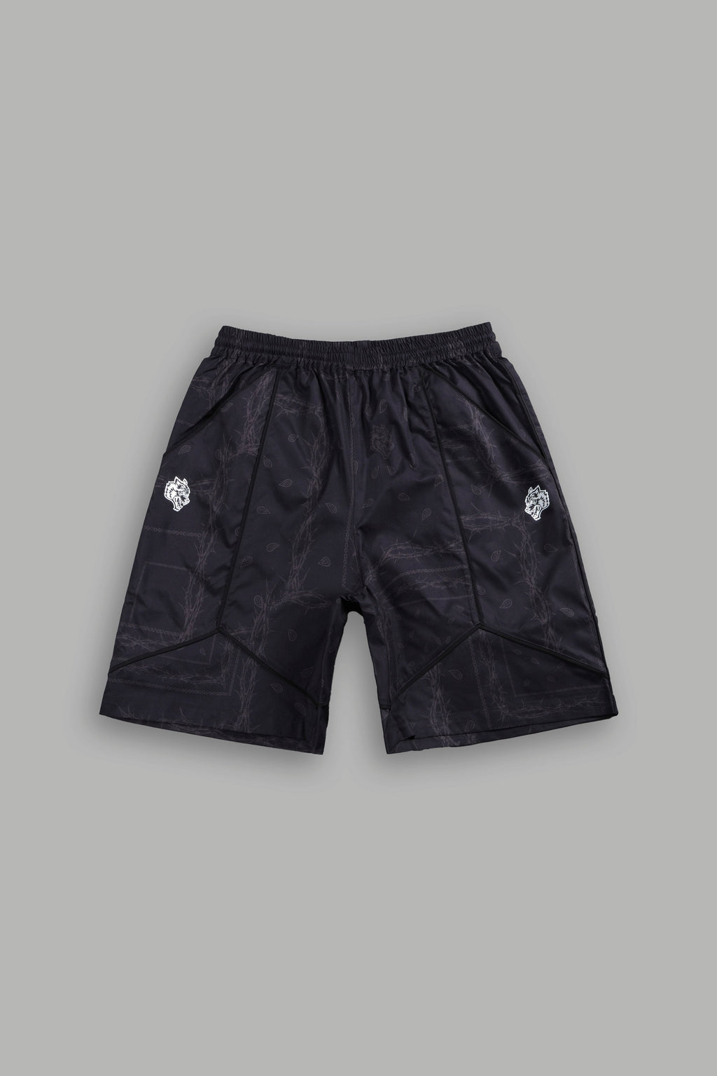 Dual Mens Quinn Track Shorts in Black Thorn Paisley — imagem 1