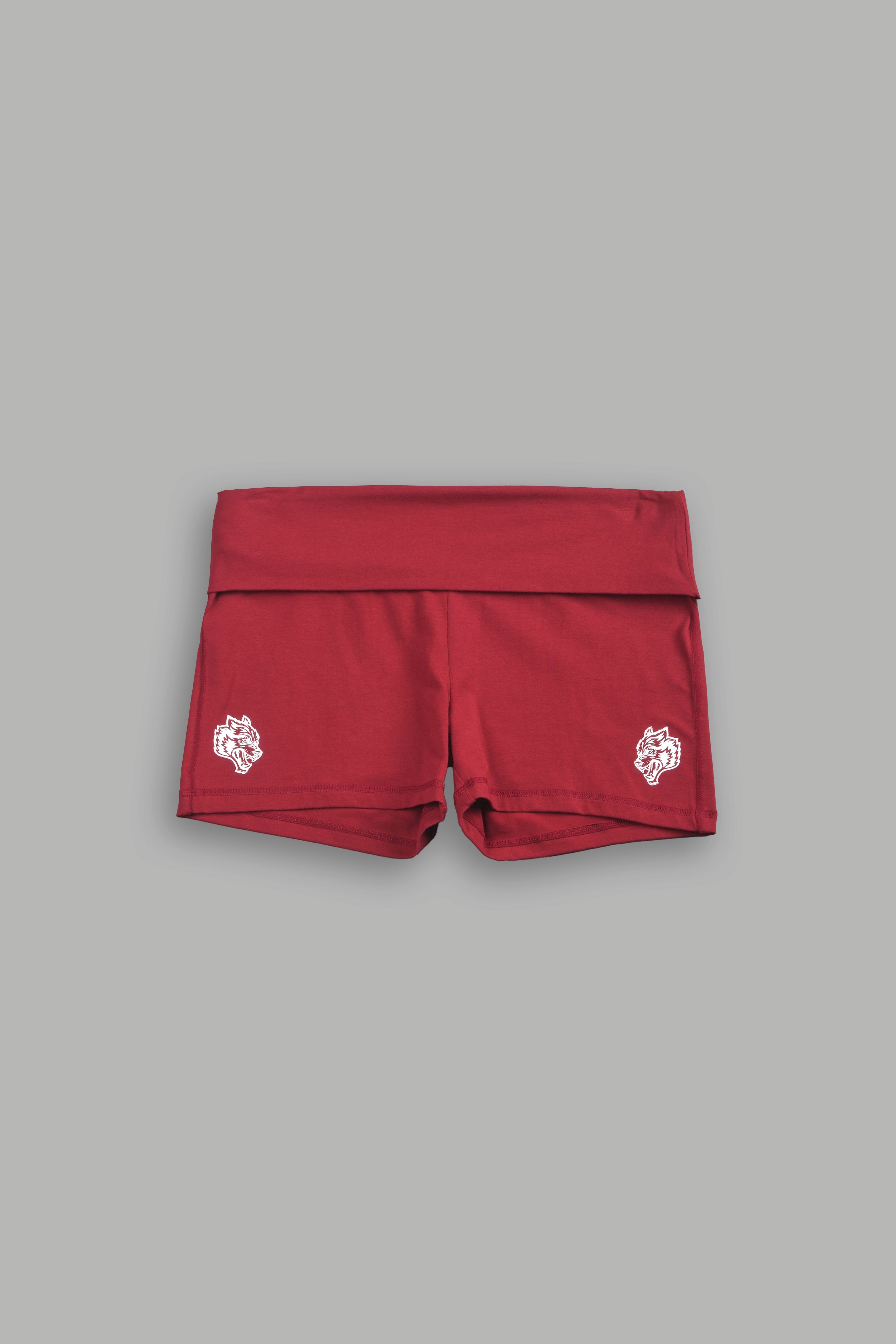 Dual Fold Over Shorts in Carmine Red