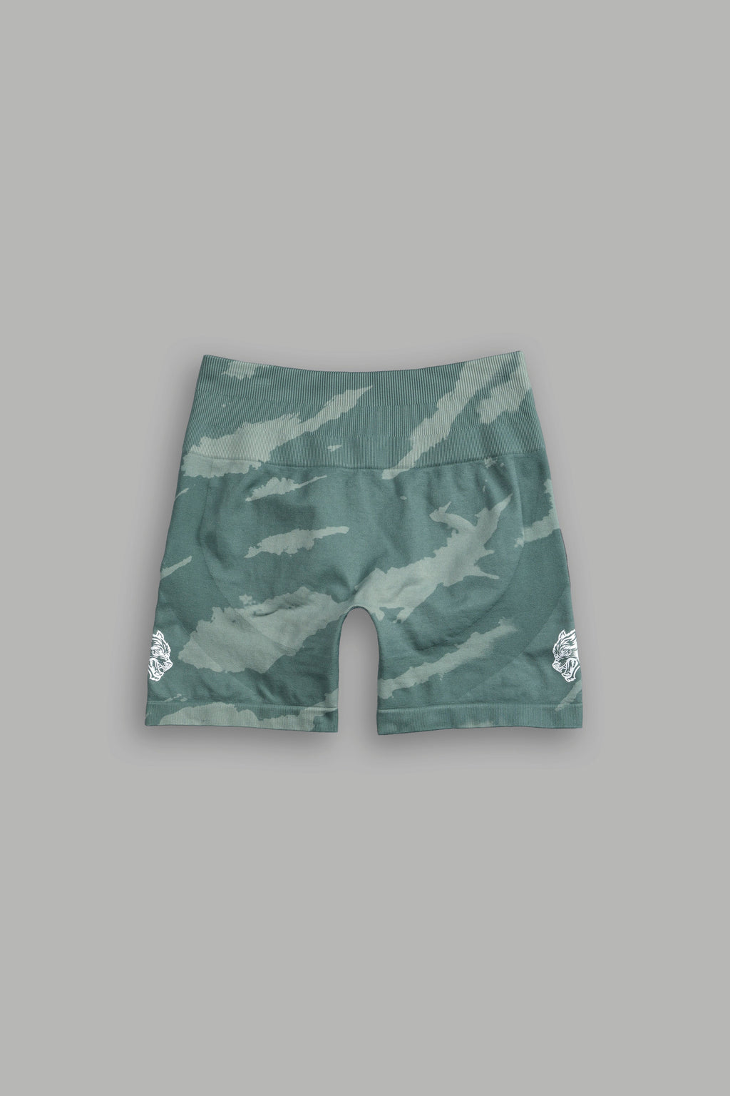 Dual Wolf Everson Seamless "Training" Shorts in Hunter Green Native Camo — imagem 3