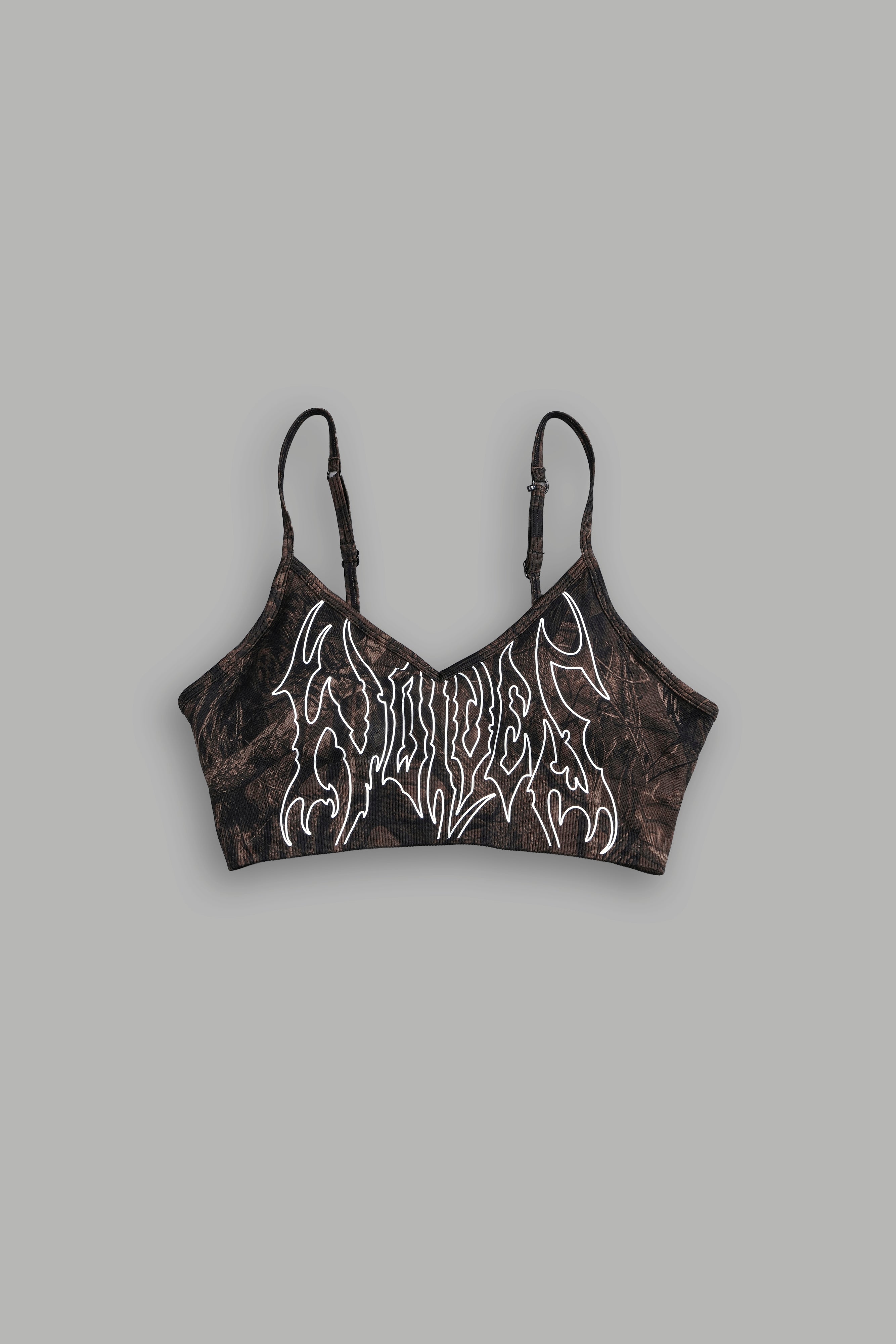 Hesh Forever "Everson Seamless" Sports Bra in Brown Driftwood Forest Camo — imagem 3