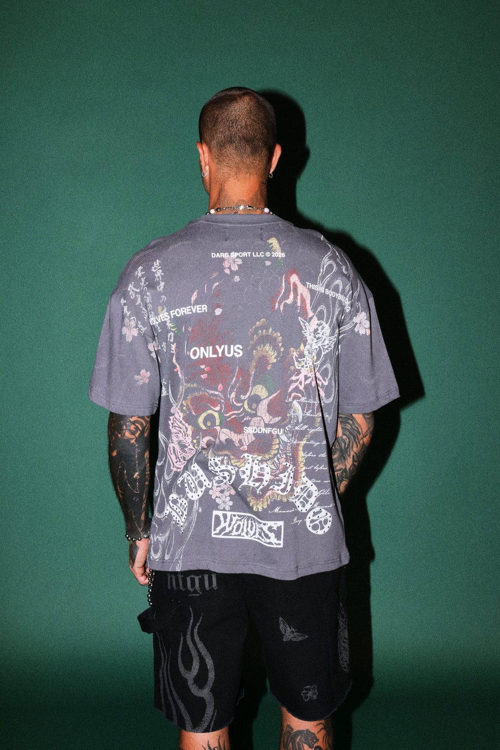 Shutendoji Premium Oversized Tee in Slate Gray — imagem 4