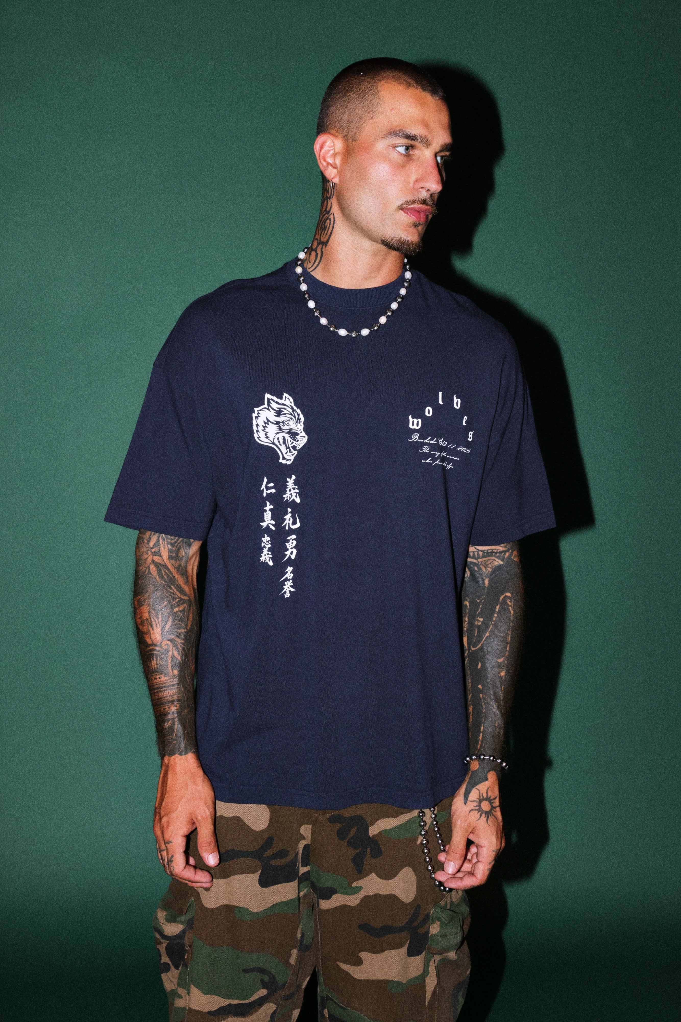 The Warrior Code Premium Oversized Tee in Navy — imagem 2