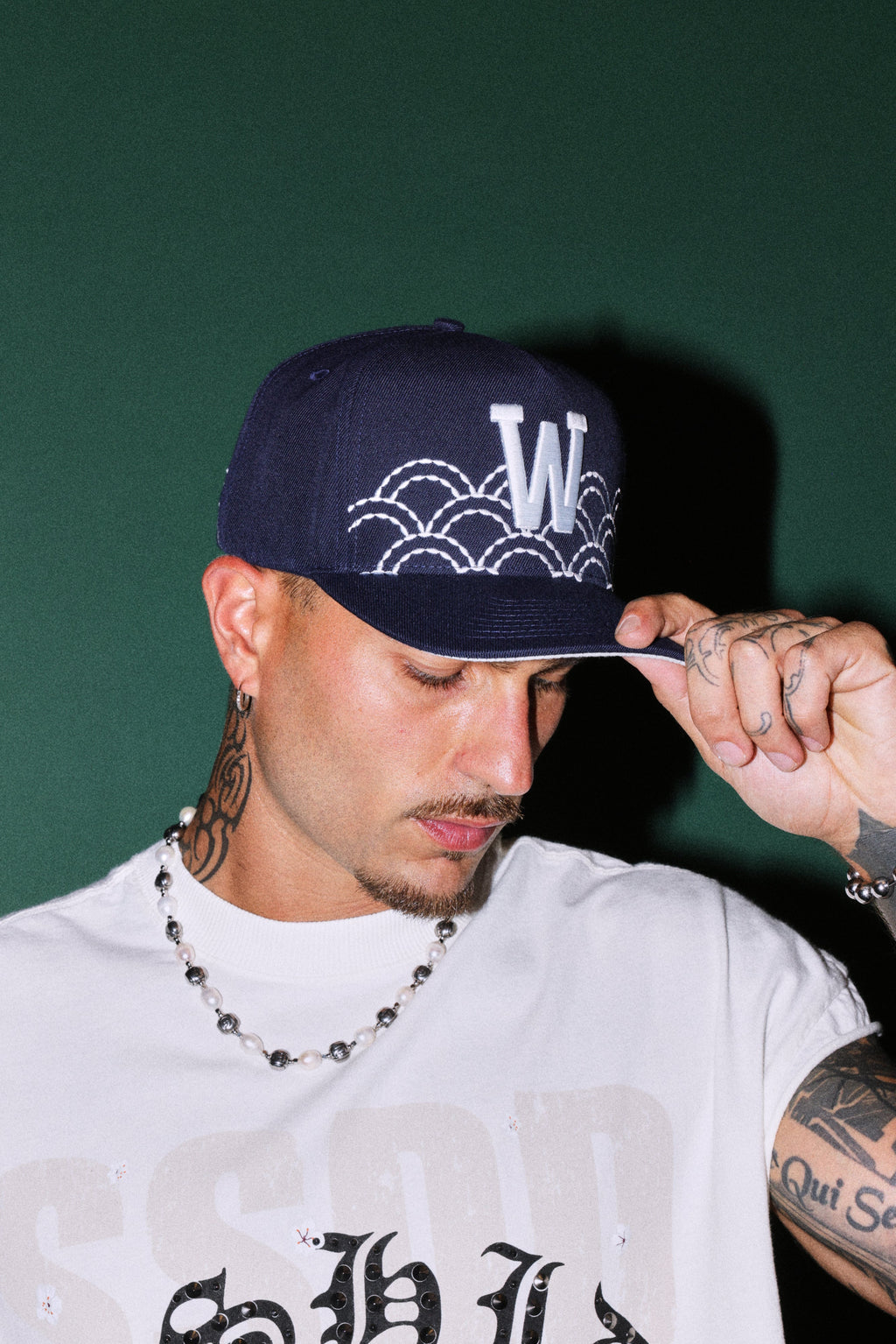Sashiko Waves A Frame Snapback in Royal Navy — imagem 2