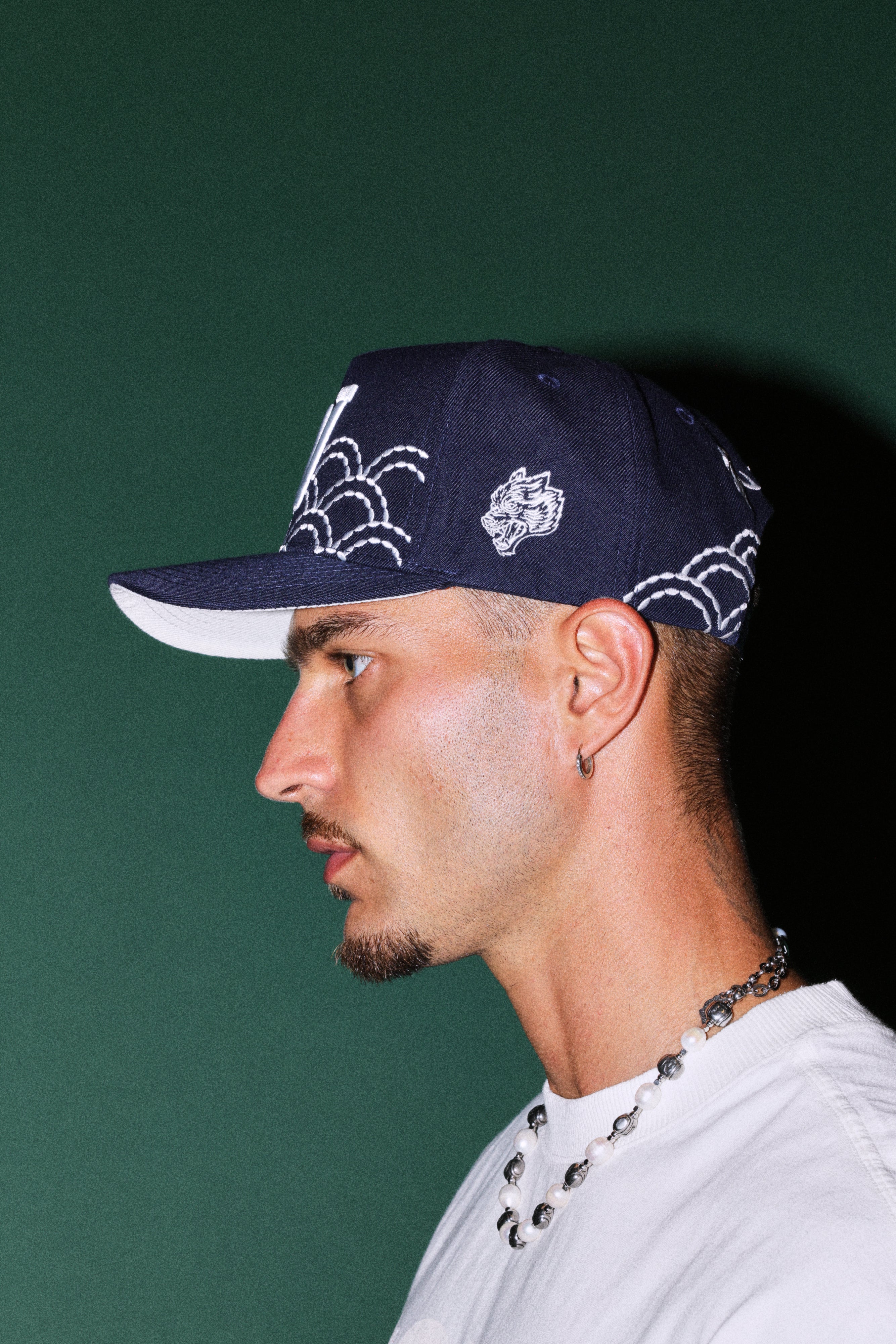 Sashiko Waves A Frame Snapback in Royal Navy — imagem 5