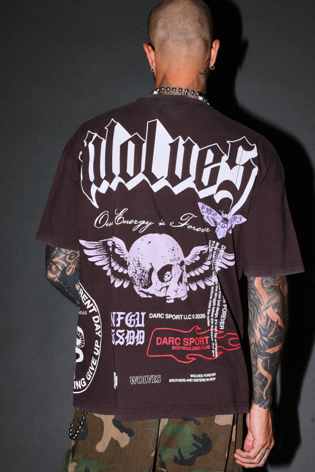 Free Will V2 Premium Oversized Tee in Darc Garnet — imagem 8