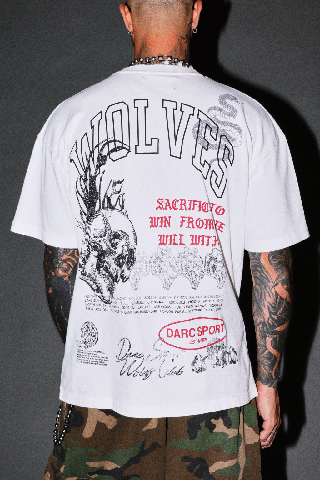 Flame Skull Premium Oversized Tee in Cream — imagem 8