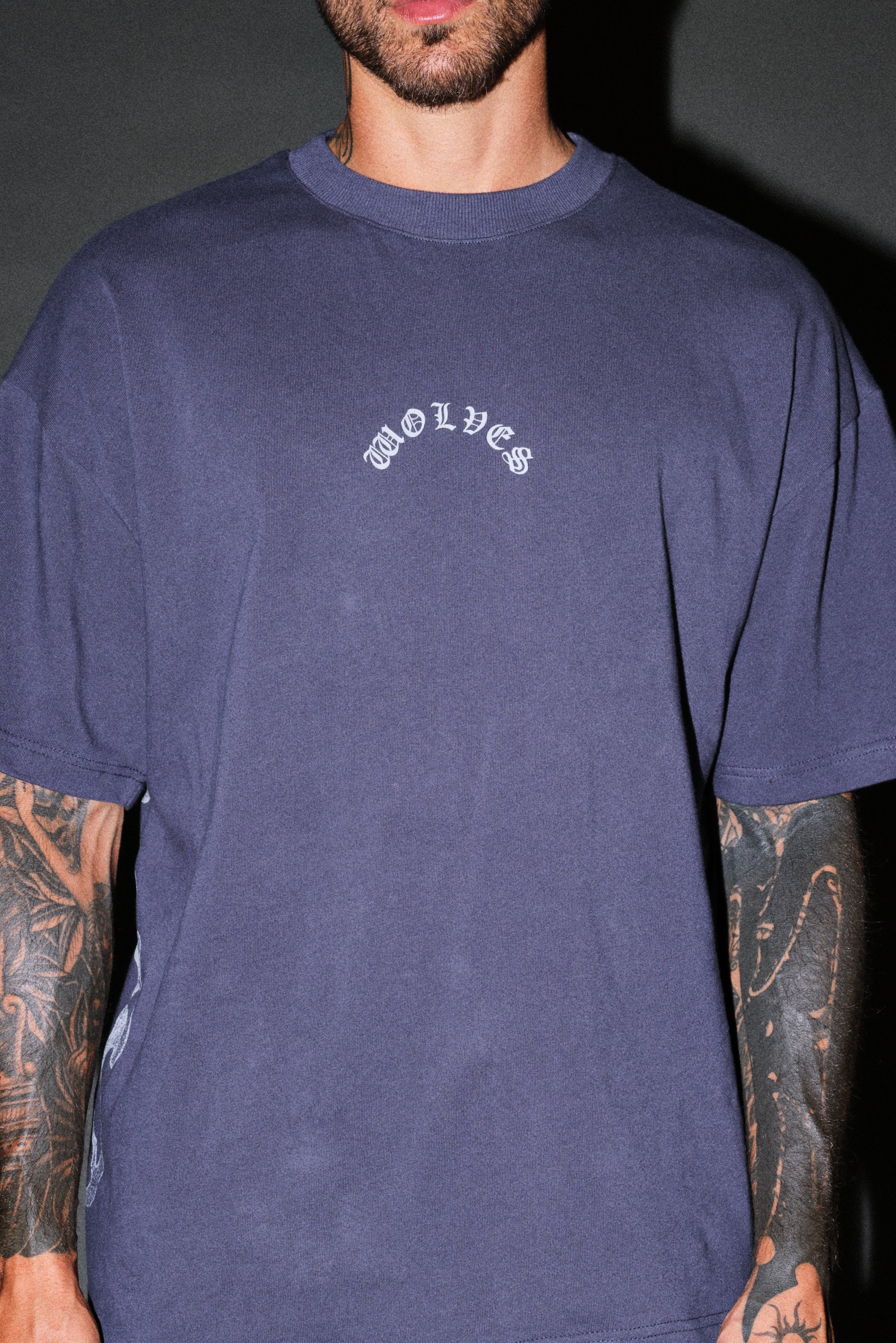 Wolves Never Back Down V2 Premium Oversized Tee in Storm Blue — imagem 7