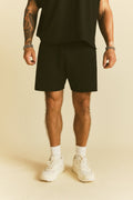 Dual Oversized Post Lounge Sweat Shorts in Black — imagem principal
