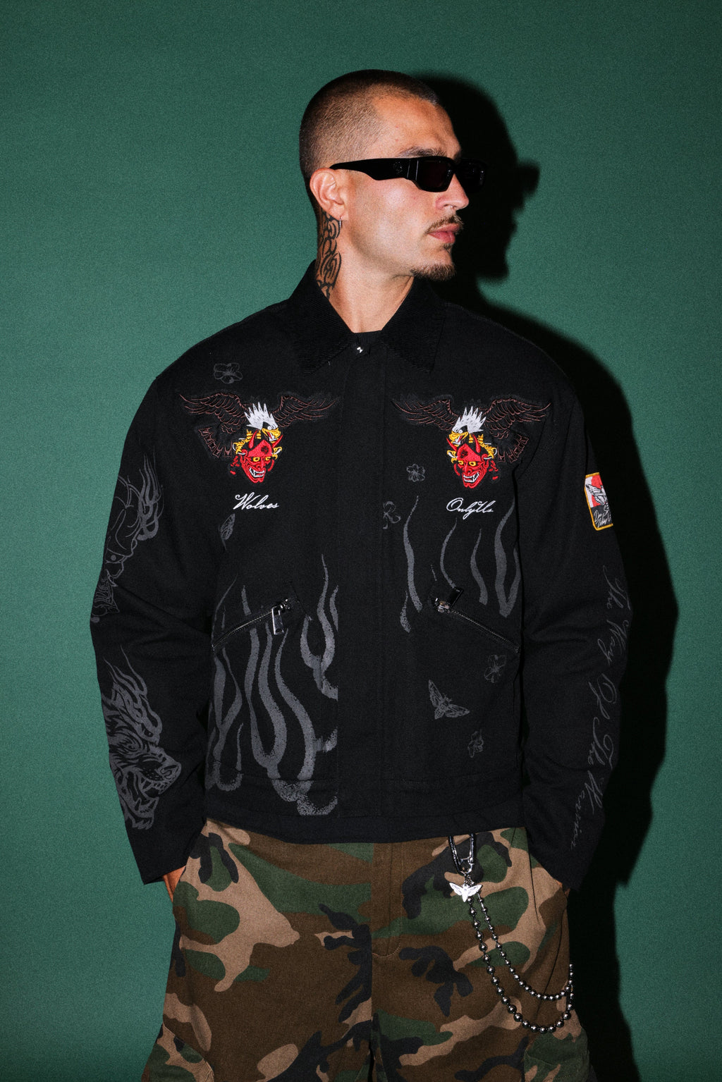 The Eagle & The Oni Earl Jacket in Black — imagem 5