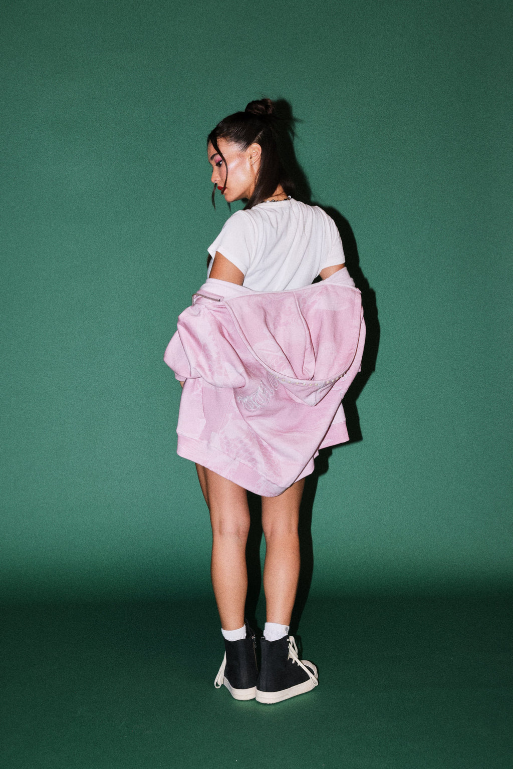 Darc Koi Anya Double Zip Hoodie in Serenity Pink — imagem 7
