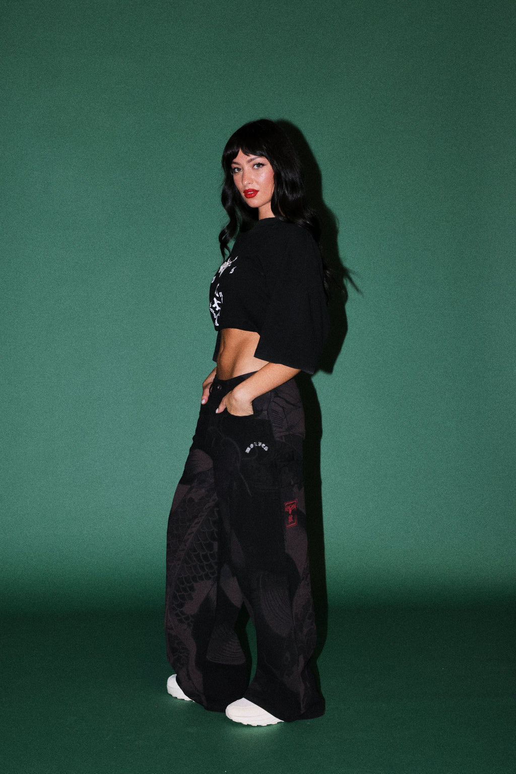 Darc Koi Wide Leg Carpenter Pant in Black — imagem 5