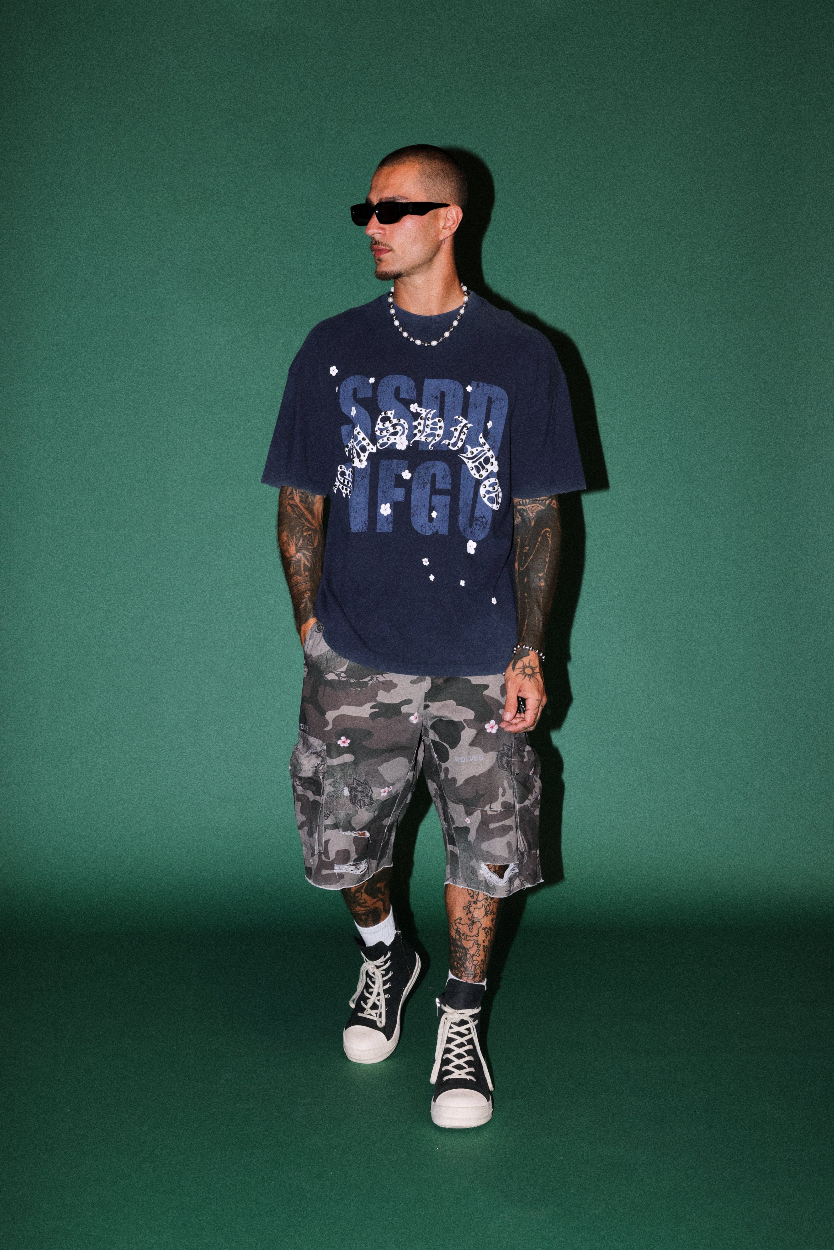 Ssddnfgu Bushido Premium Oversized Tee in Navy — imagem 4