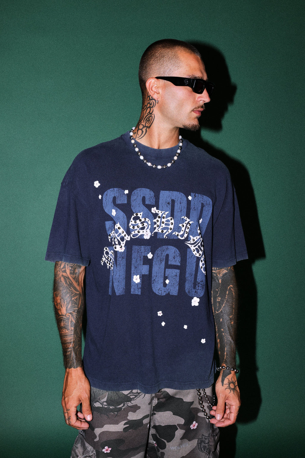 Ssddnfgu Bushido Premium Oversized Tee in Navy — imagem 2
