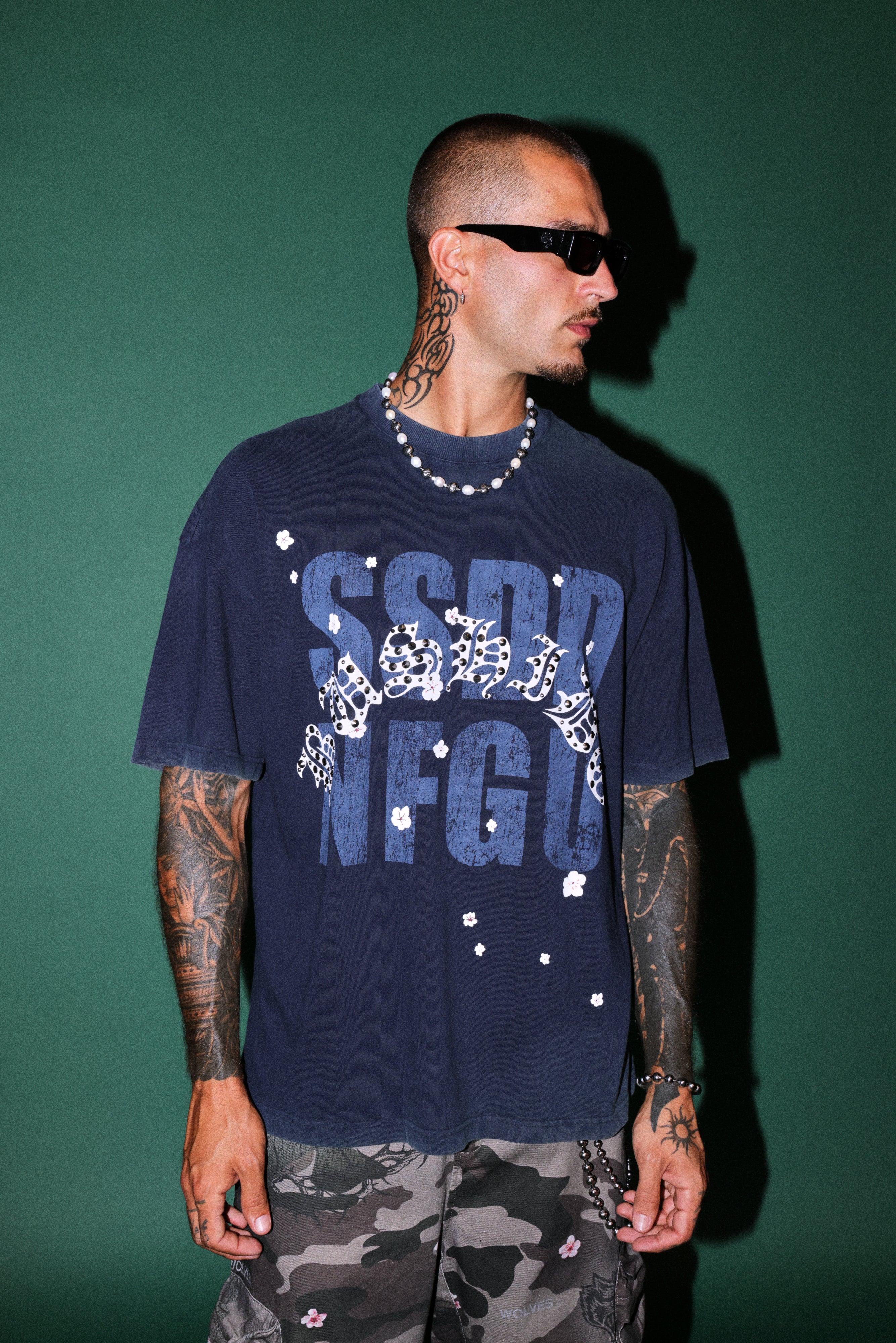 Ssddnfgu Bushido Premium Oversized Tee in Navy — imagem 2