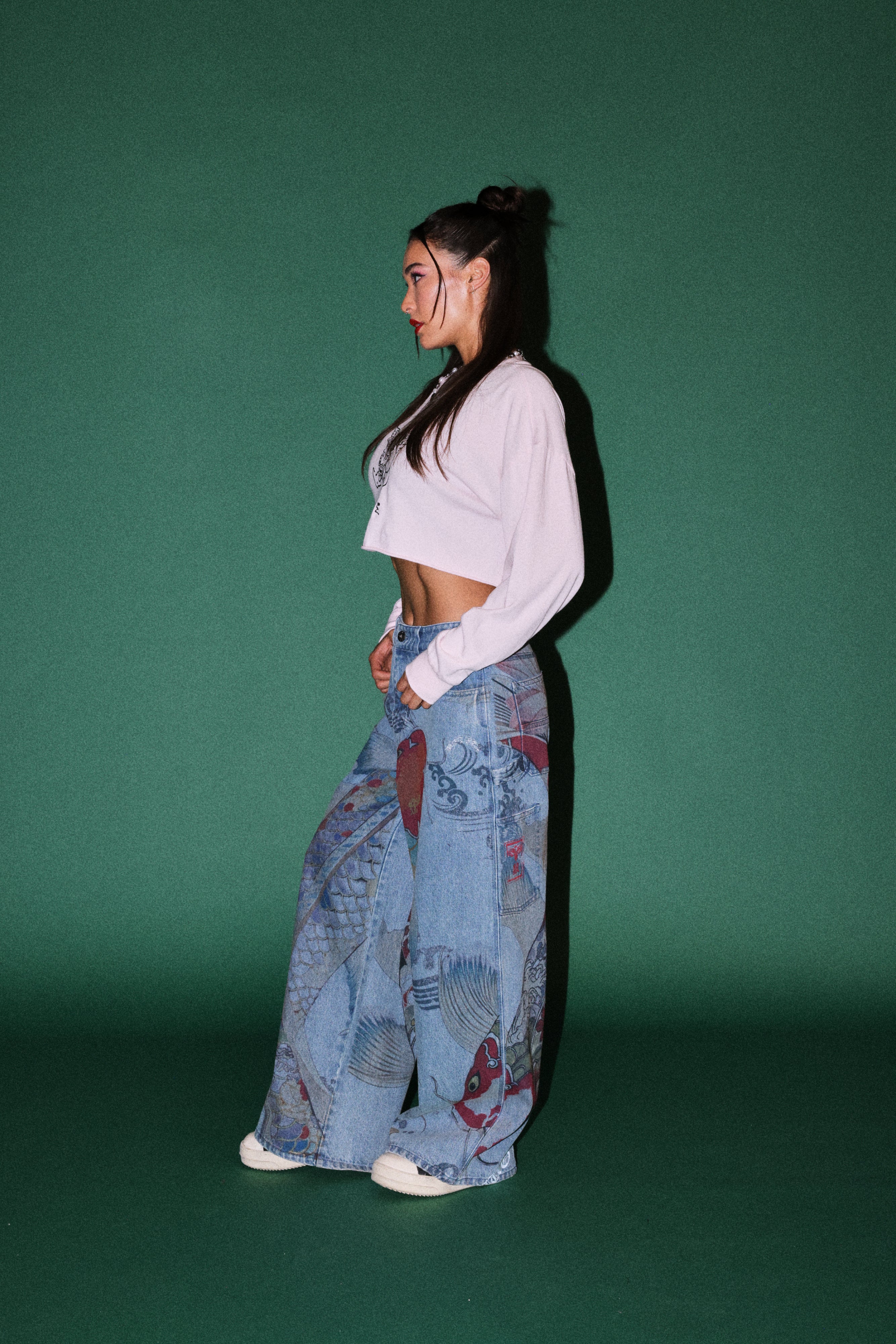 Oni Cherub Premium Oversized Cropped Ls Tee in Blush Pink — imagem 4