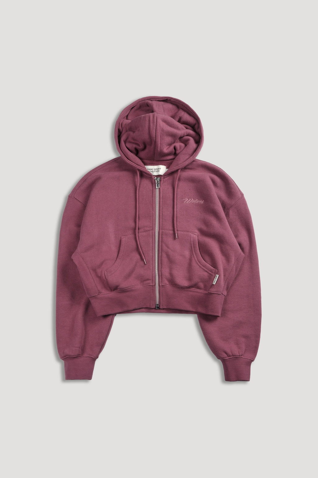 Cursive Wolves "Sage" Cropped Zip Hoodie in Nutmeg — imagem 6