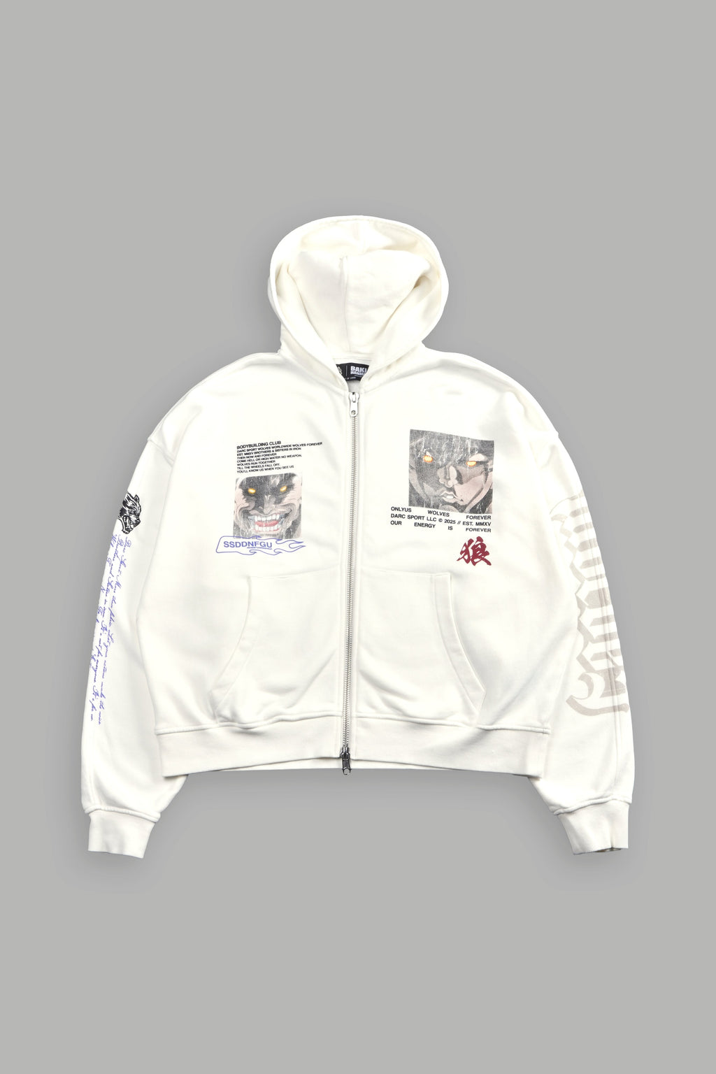 Hanma Legacy Darco Double Zip Hoodie in Cream — imagem 1