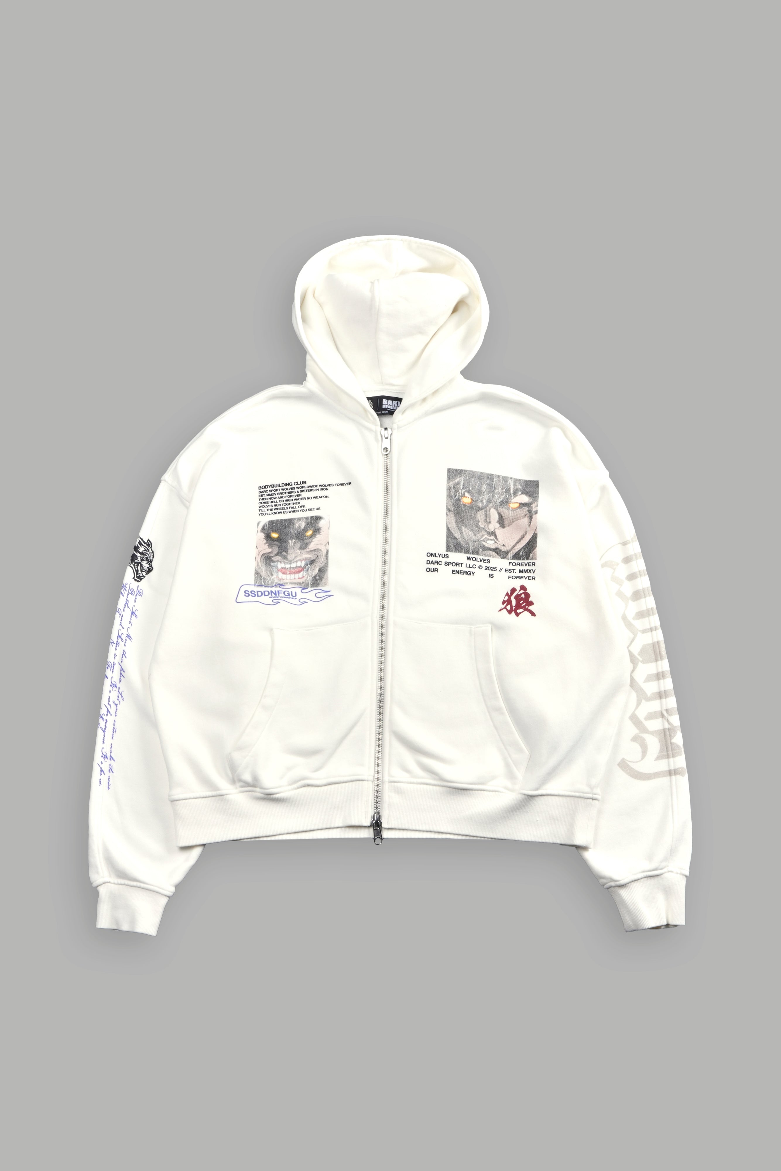 Hanma Legacy Darco Double Zip Hoodie in Cream — imagem 1