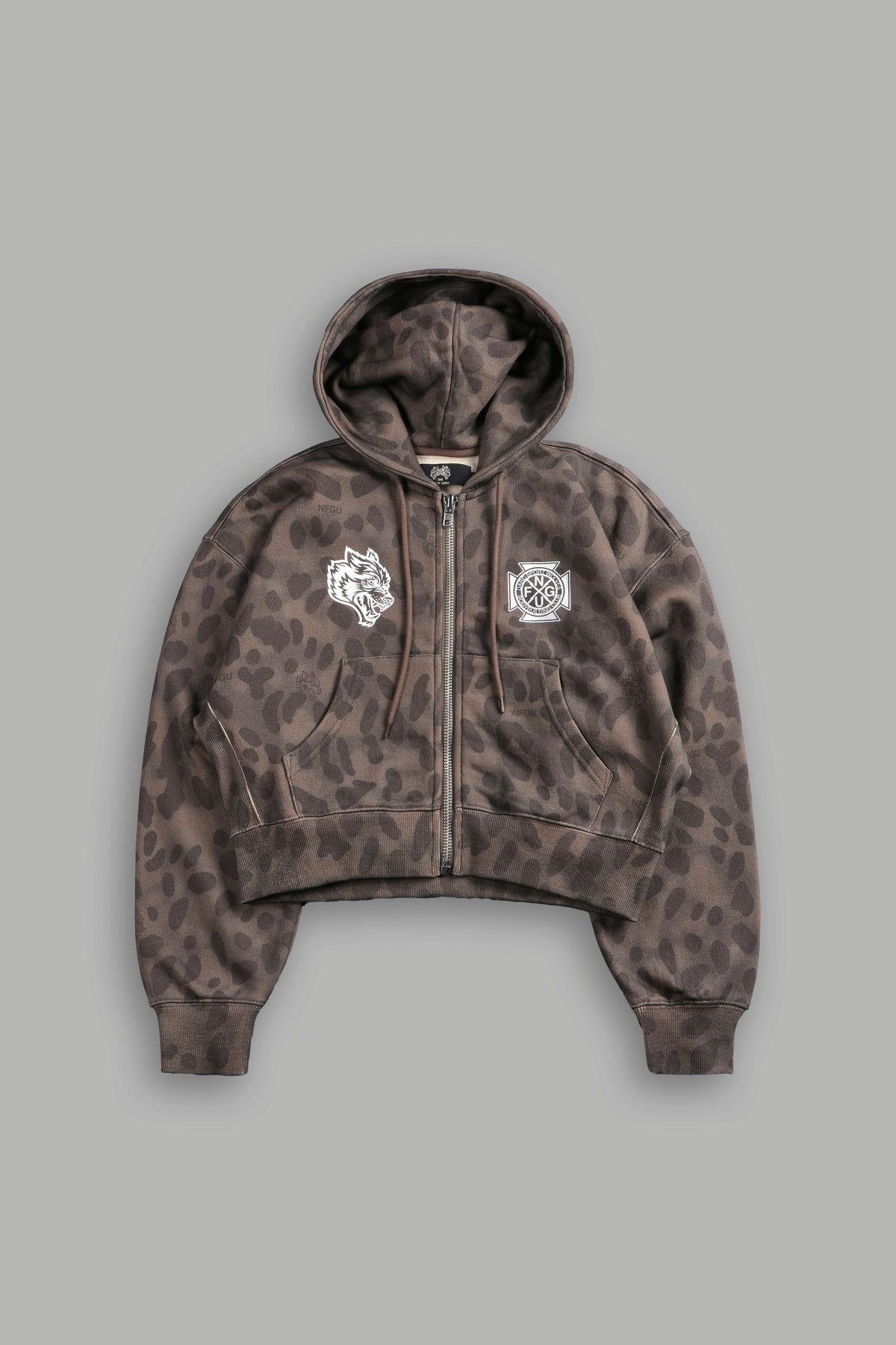 Wolf Iron Cross "Sage" Cropped Zip Hoodie in Celeritas Morte - imagem 8