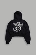 Los Cherub Sage Cropped Zip Hoodie in Black — imagem 1