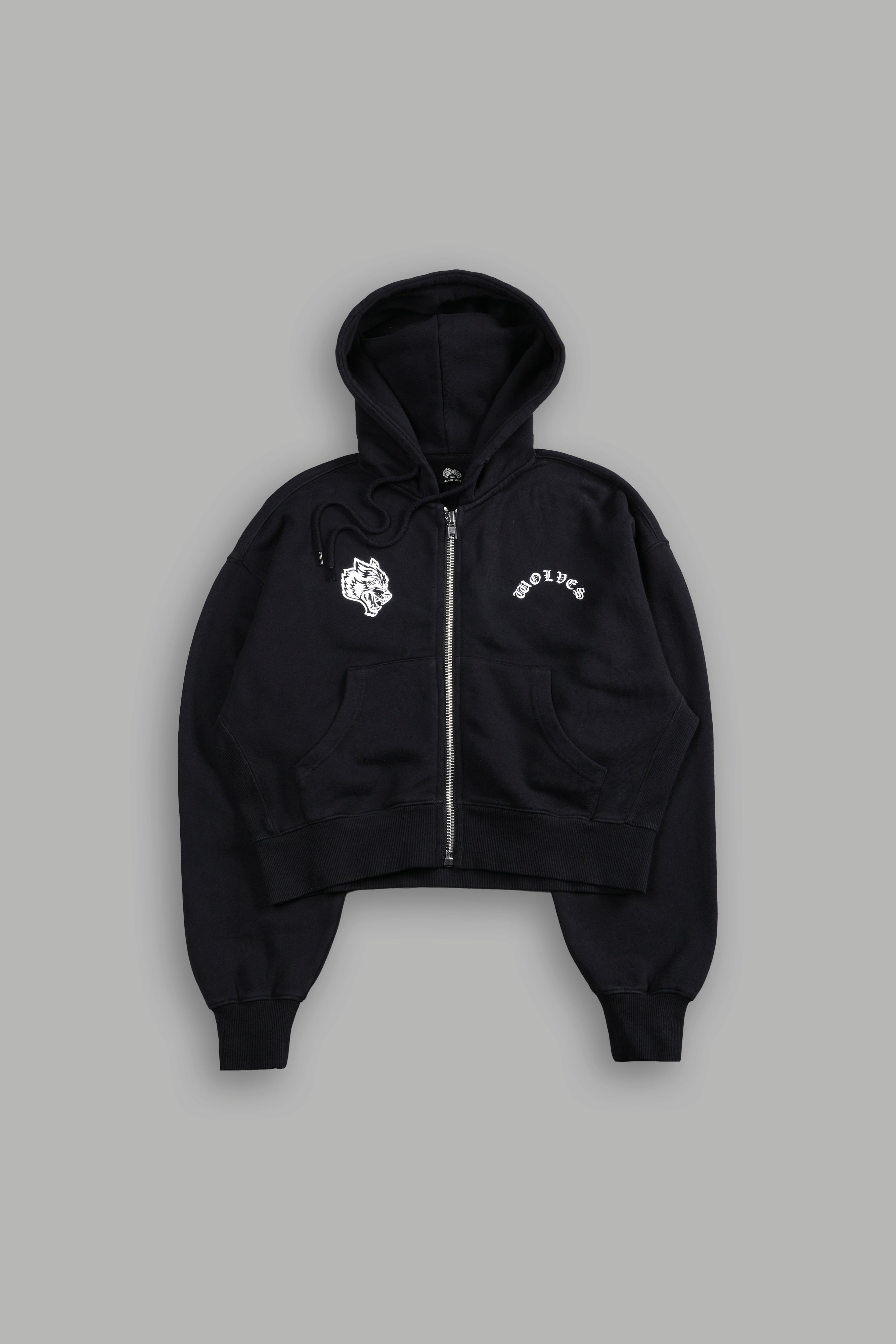Darc Wandering "Sage" Cropped Zip Hoodie in Black — imagem 3
