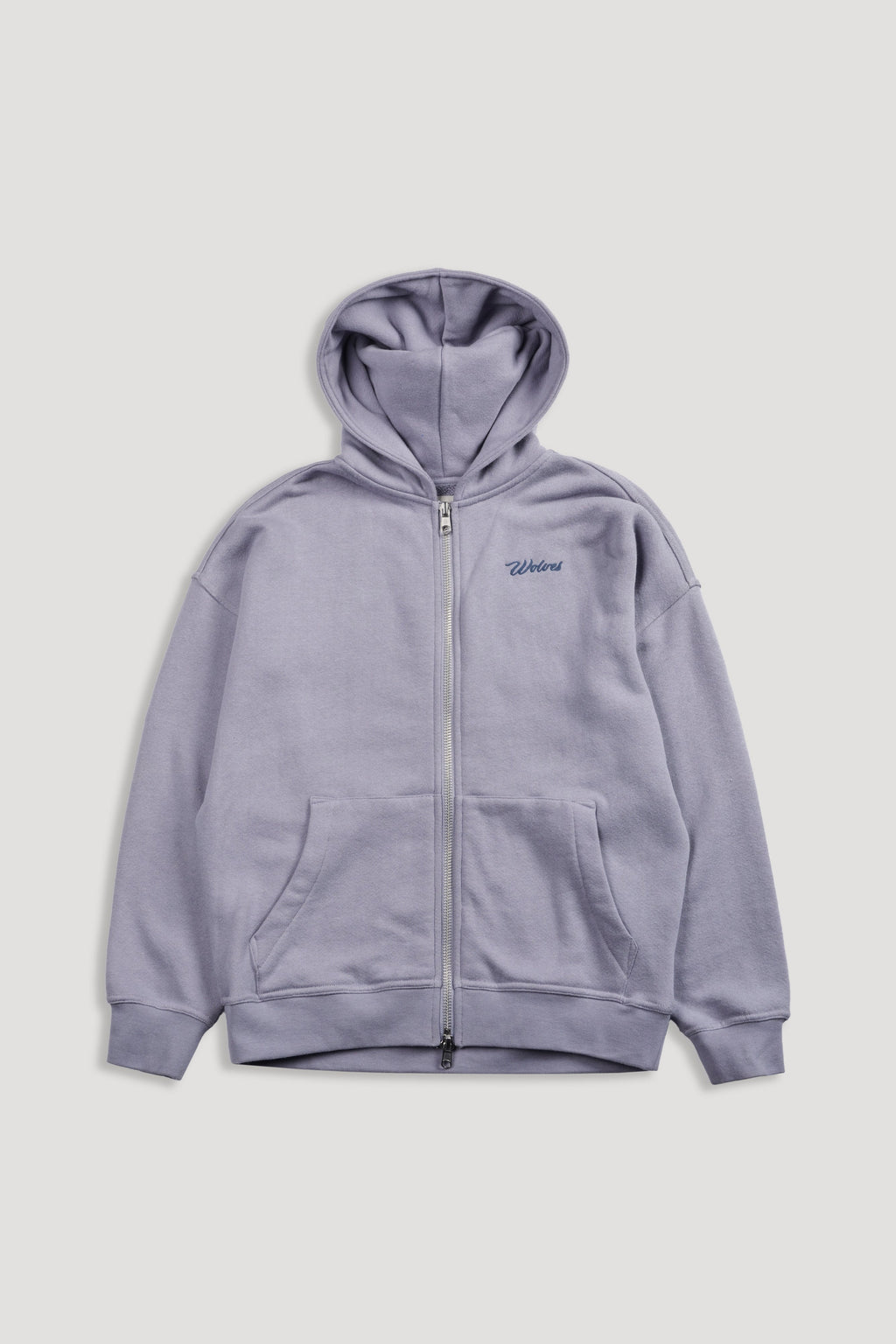Cursive Wolves "Anya" Premium Double Zip Hoodie in Sport Gray — imagem 6