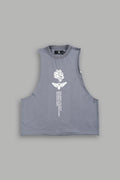 Big Wolf Head Grunge Raw Hem Box Cut Tommy Muscle Tee In Slate Gray - imagem 1