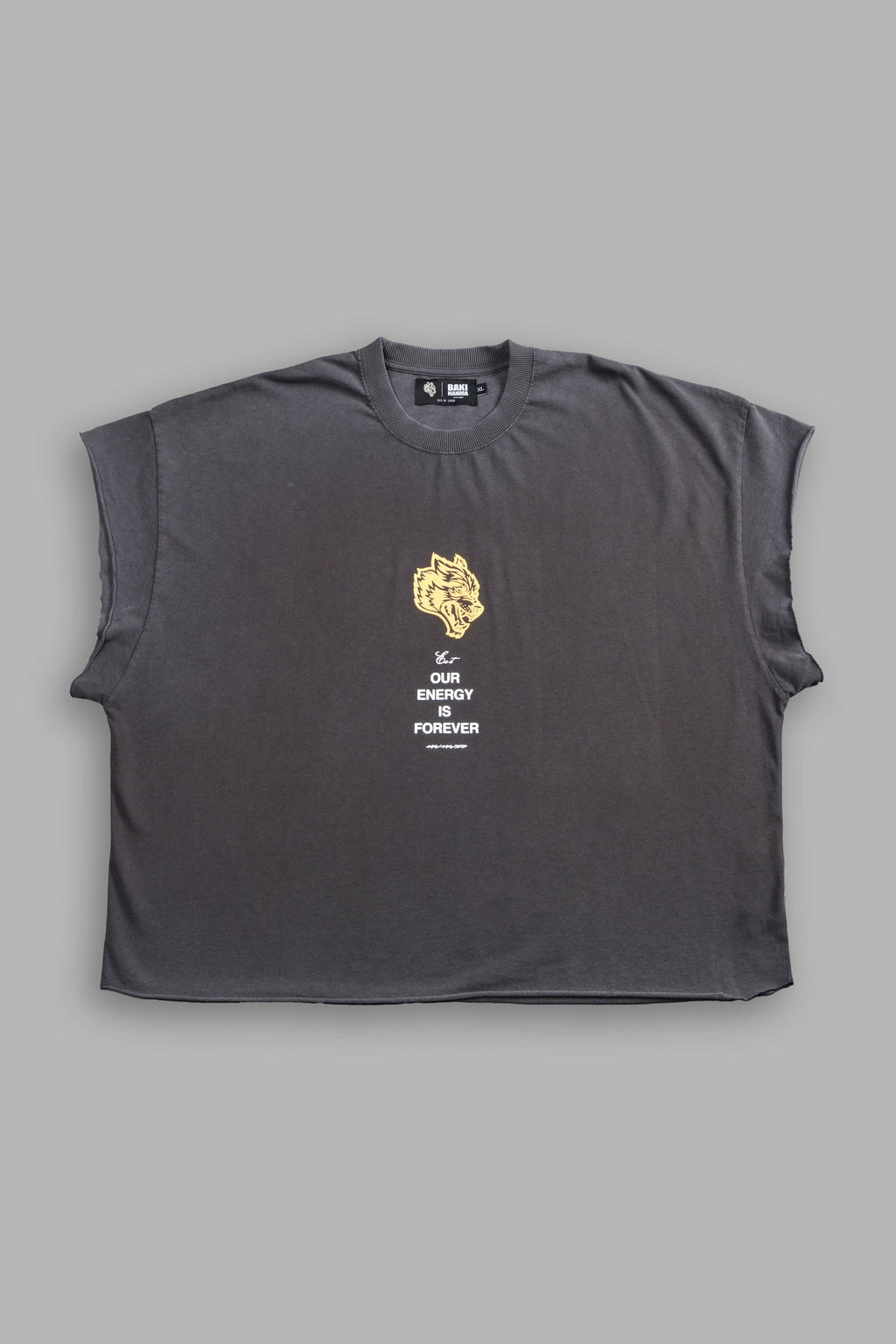 Hanma Legacy Grunge Cut-Off Tee in Wolf Gray — imagem 3