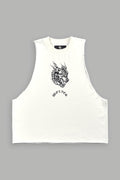 Okami Inferno Grunge Raw Hem Box Cut Tommy Muscle Tee in Cream — imagem 1
