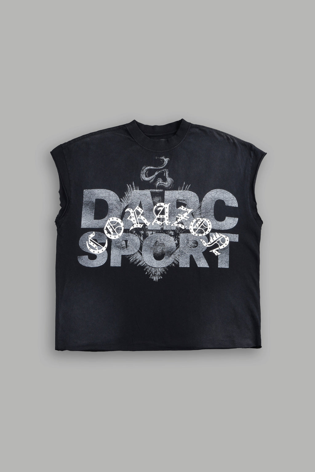 Ds Corazon Grunge Cut-Off Tee In Black Sun Fade