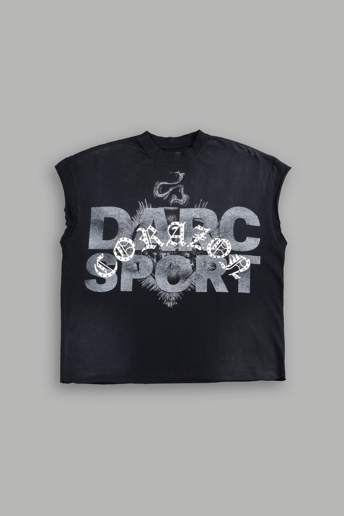 Ds Corazon Grunge Cut-Off Tee In Black Sun Fade