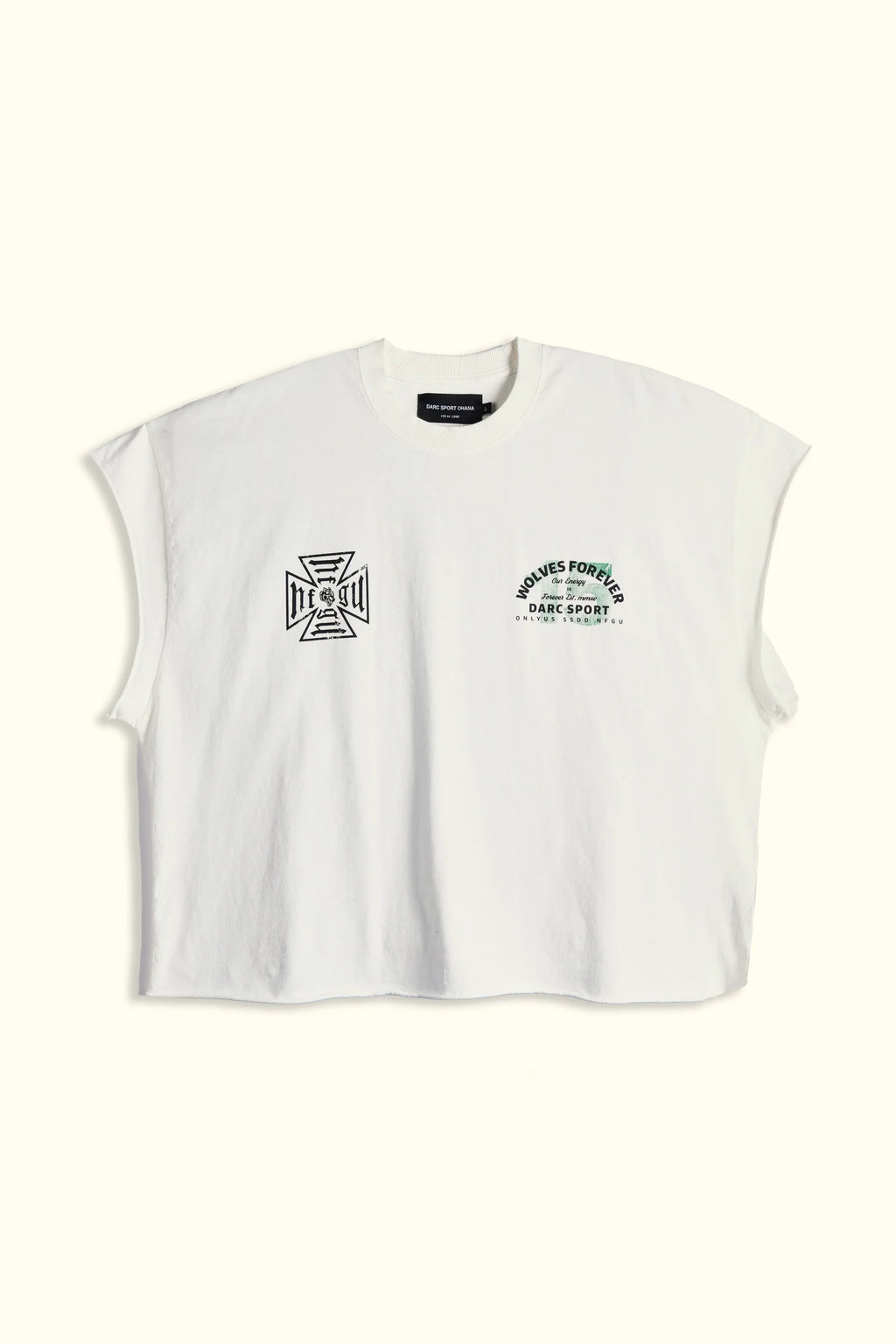 OHANA ENERGY "GRUNGE" CUT OFF TEE IN CREAM