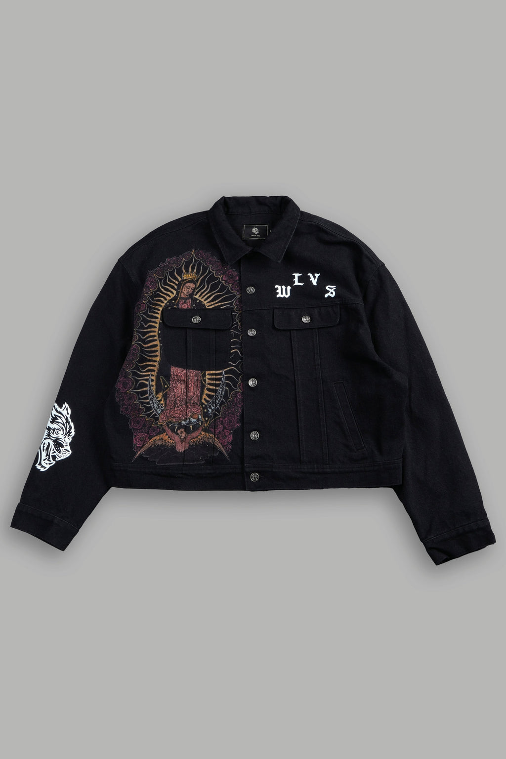Nuestra Senora Cropped American Denim Jacket In Black