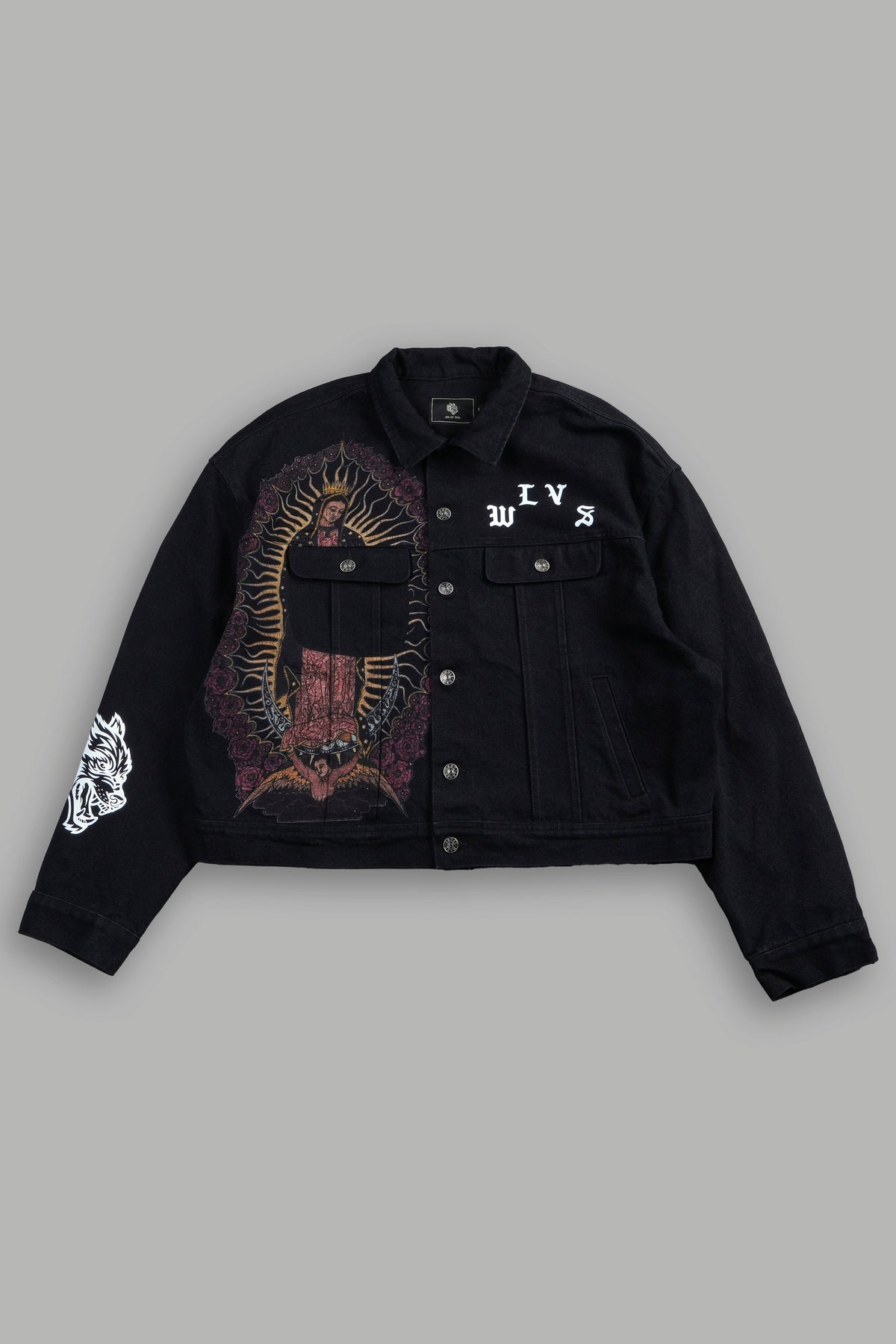 Nuestra Senora Cropped American Denim Jacket In Black