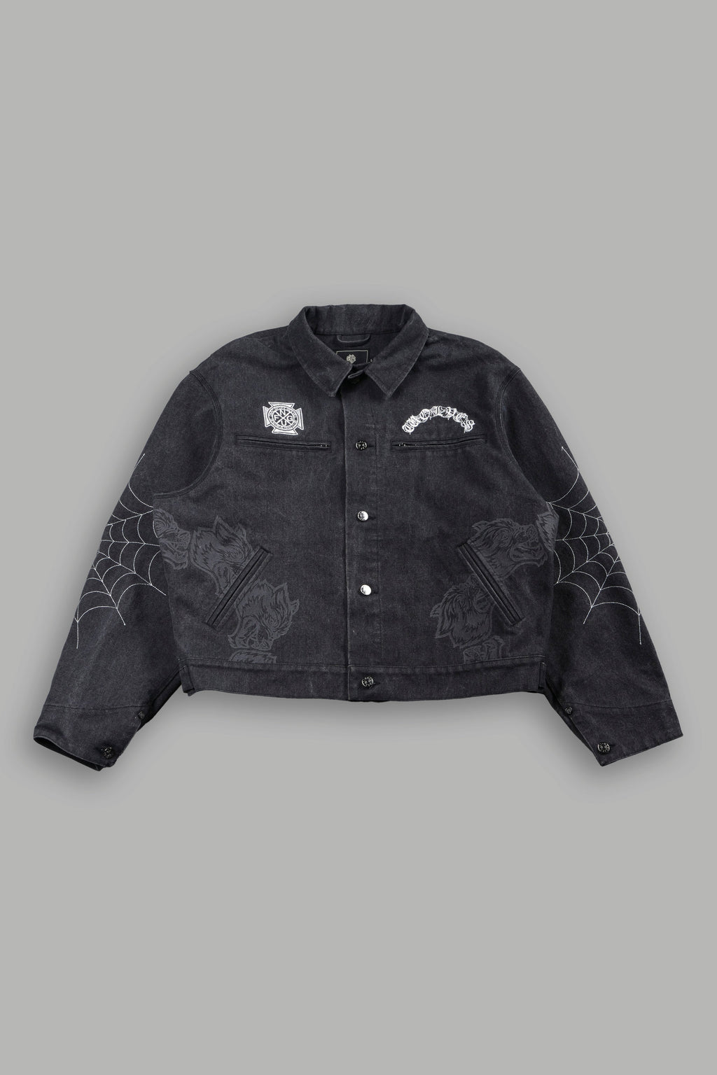 Sashiko Wolves Lunnis Jacket in Black